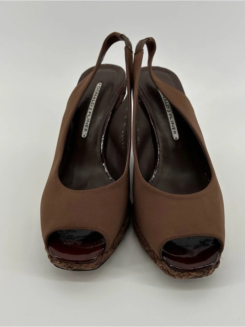 Donald J. Pliner Myzie Brown Open-Toe Slingback Wedges